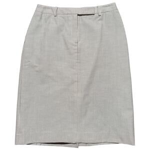 Brooks Brothers Tan Beige Pinstripe Straight Knee Length 100% Cotton Skirt Sz 8